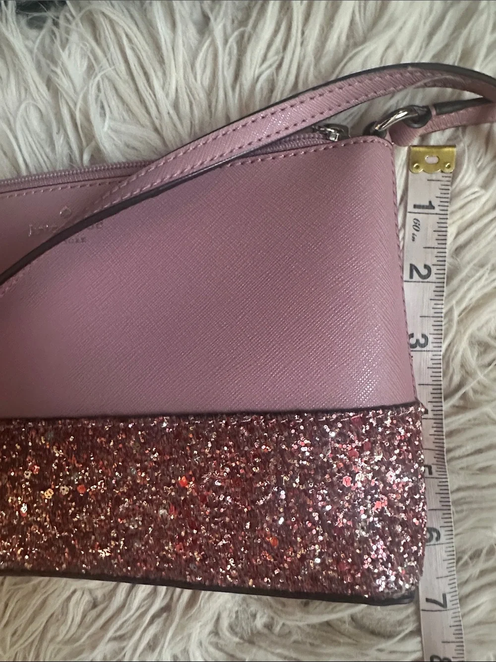 kate spade rose pink glitter two-tone crossbody